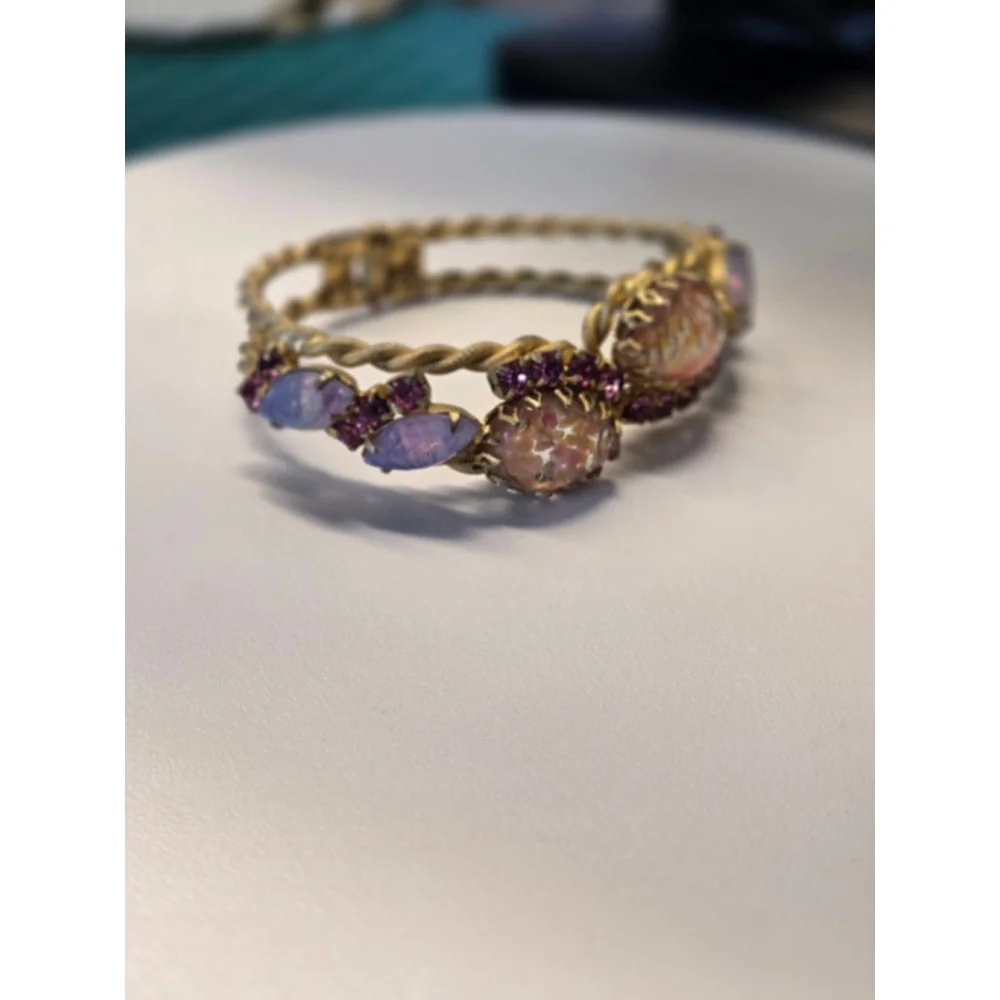 Vintage Women's Unbranded Bracelet, One Size, Gold, Pink and Purple